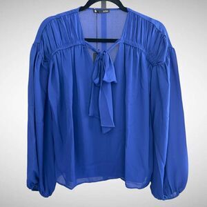 Revolve Krisa Los Angeles Chiffon Blouse in Royal Blue Size XS